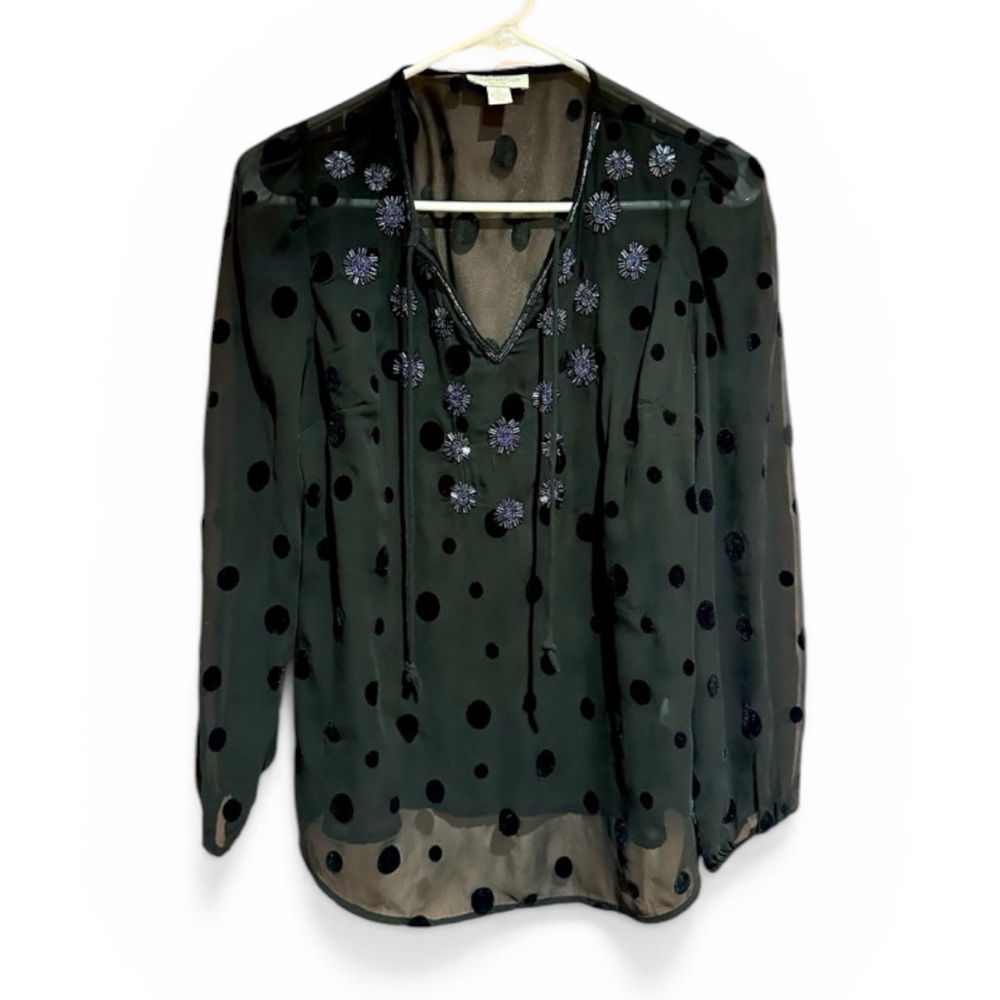 Charter Club sheer sequin beaded top